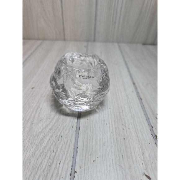 Ann Warff Kosta Boda Snowball Lantern Crystal Votive Candle Holder Sweden 3" - Picture 1 of 6